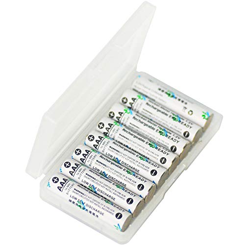 Tinyfish HR03/AAA Precharged Low-Self-Discharge Rechargeable Batteries 1.2V 1100mAh Ni-Mh (Nickel Metal Hydride) (8-Counts, Battery with 1 Semi-Transparent Plastic Storage Holder)