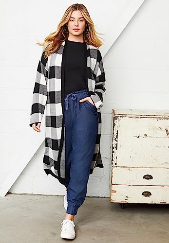 Women's Plus Size Drawstring Denim Jogger4