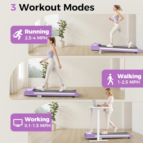 Image of Walking Pad Treadmill for Home Office, Under Desk Treadmill with 2.5HP Quiet Motor, 6% Manual Incline, Remote Control, LED Display, 300 lbs Capacity