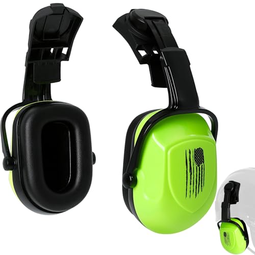 Aolamegs Hard Hat Ear Muffs, Green Earmuffs for Noise Reduction for Helmet Accessories ANSI S3.19-1974 and EN352-3 NRR 25dB CE SNR 30dB Protection, Construction Defence for Adults