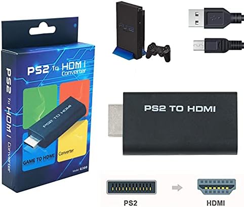 Gamer Gear PS2 to HDMI Converter Video Audio Adapter [with 3.5mm Audio] for PS2 AV to HDMI