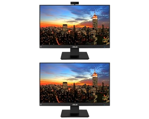 Image of ASUS BE24EQK 24-inch 1080P FHD Frameless IPS Business Monitor, 2-Pack Bundle with Full HD Webcam, Mic Array, Speakers, DisplayPort, HDMI, Black