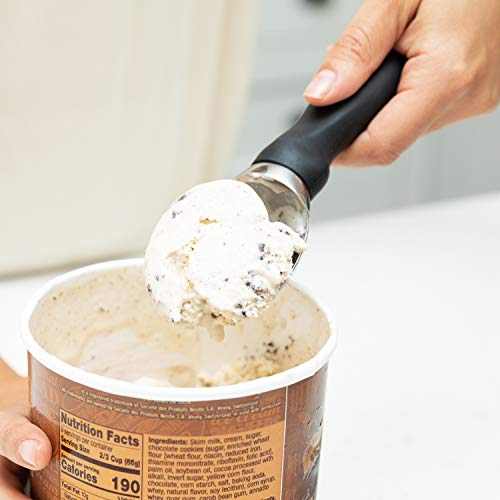 Image of Spring Chef Stainless Steel Ice Cream Scoop with Soft Grip Handle, Black