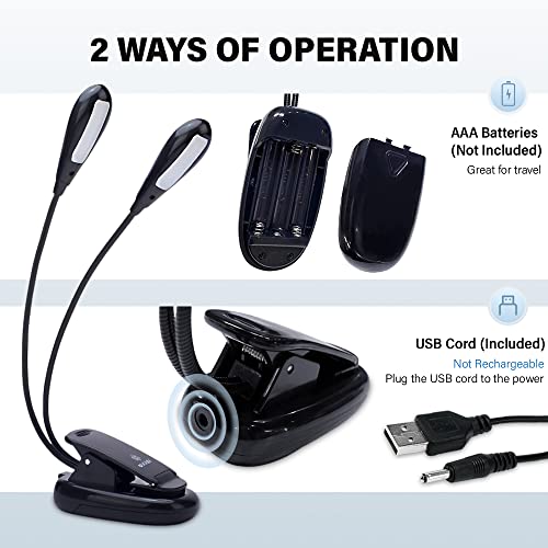 Vekkia 10 Led Music Stand Light, Usb/Aaa Battery Operated Book Light, Eye-Cared Clip On Light, 3 Brightness×3 Color Light Up 2 Full Pages, Perfect For Readers, Music Stand #TOP1