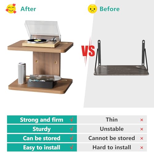 WALI Floating TV Shelf, 2 Tier Projector Shelf for DVD Players, Routers, Game Consoles, Cable Boxes, Living Room Decor Accessories, Wall Mount Shelves Holds Up to 22lbs (CS202N), 2-Shelf, Walnut Brown - Image 5