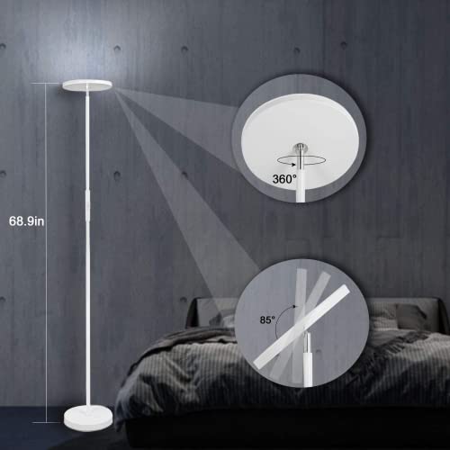Image of JOOFO LED Torchiere Floor Lamp with Remote, Stepless Dimmable Standing Lamp | Super bright uplight fills ceilings and dark corners for living rooms, bedrooms, home offices, reading nooks and apartments