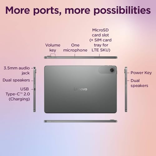 Image of Lenovo Tab | 10.1 inch Display | Wi-Fi Only | 4 GB RAM + 64 GB ROM (Expandable up to 1 TB) | Metal Body | Dual Speakers with Dolby Atmos | Android 14 | Color: Luna Grey