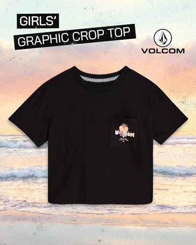 Image of Volcom Girls Crop Top - Short Sleeve Cropped Girls T Shirts Crewneck Summer Tops (Size Runs Small Size Up Recommended)