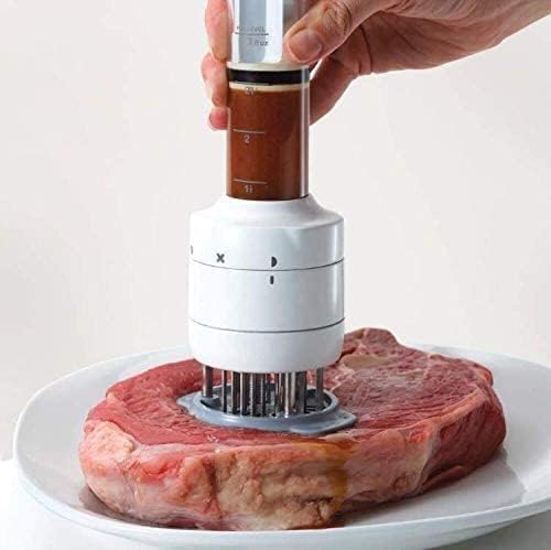Meat Tenderizer 2 in 1 Needle Meat Tenderizer Sauces Injector flavor enhancer Flavor Marinade Injector Sharp Stainless Steel Needle BBQ Kitchen Meat Tools