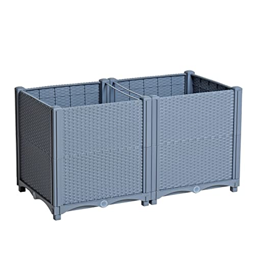 ESTEXO Blumenbeet Hochbeet Gemüsebeet 80x40x44 cm Pflanzbeet Polyrattan Pflanzkasten Grau ESTEXO Blumenbeet Hochbeet Gemüsebeet 80x40x44 cm Pflanzbeet Polyrattan Pflanzkasten Grau