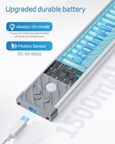 HIBOITEC Iluminação sob armário luzes recarregáveis para armário luz de sensor de movimento sem fio