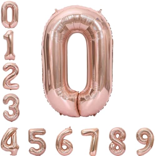 Image of Wanna Party Numerical 0 Rose Gold Balloon for Birthday and Anniversary Party (Gold)