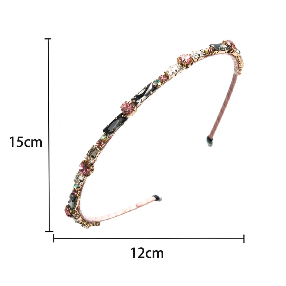 Qiwenr Crystal Headband, Crystal Side Headband, Pink Rhinestone Hair Bands, Great Headpiece for Prom Party - Image 2