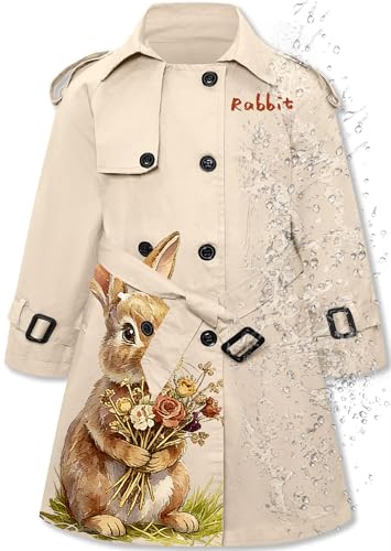 Image of Betusline Womens & Girls Waterproof Trench Coat Double Breasted Lapel Overcoat Outerwear, 3 Years - Women 2XL