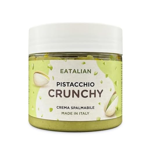 EATALIAN by AMZ BETTER Crema de Pistacho Crujiente para Untar, 200 gr, Natural, Crema con Granos de Pistacho, Sabor Dulce, Ideal con Pan y para Rellenar Postres, Made in Italy