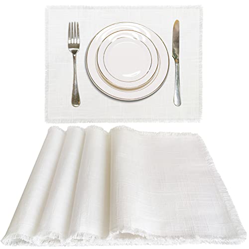 Comparison: Best Material For Placemats 5 Letjolt White Placemats Farmhouse Cotton Linen Place Mats Set of 4 Home Kitchen Dining Table Decor
