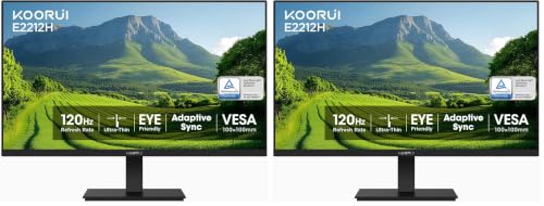 Image of KOORUI 22 Inch Computer Monitor FHD 120Hz VA VESA Low Blue Light, E2212H (Pack of 2)