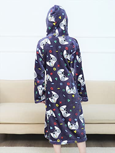 Doctor Unicorn Boys Soft Hooded Bathrobe Kids Warm Gamer Fleece Robe Sleepwear2