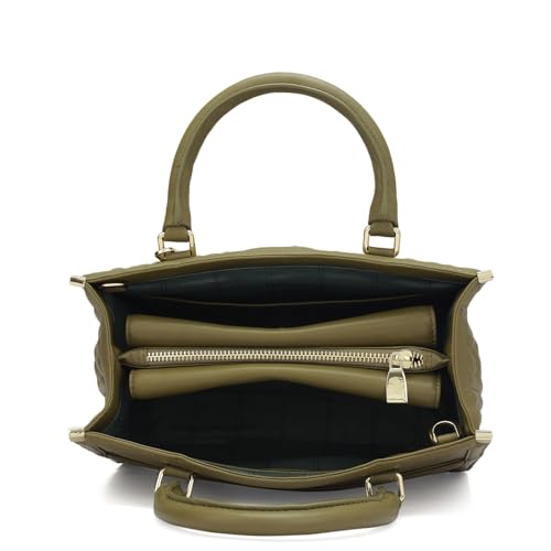 Image of Da Milano Leather Satchel Bag for Women - Olive