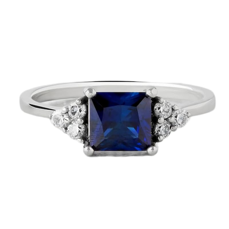 Bague saphir bleu naturel argent 925 fini les bijoux ternes optez pour l'éclat halo