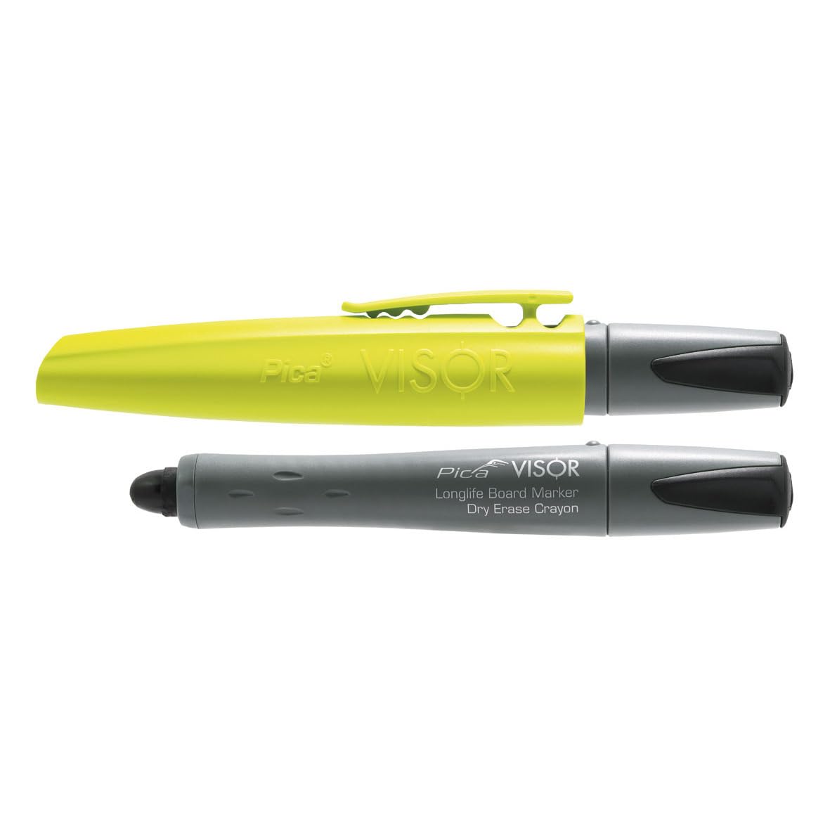 Pica Visor Juego de 5 rotuladores para pizarra en color negro, sostenibles con mina de gel ecológica, nunca se seca, rellenables, extraíbles sin dejar residuos, para pizarras blancas, pizarras