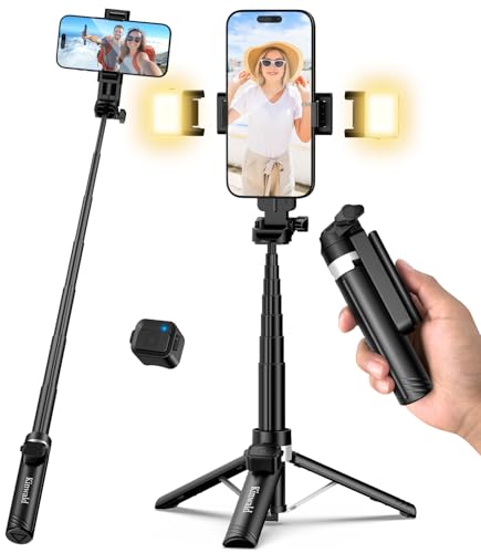 Kinwald Phone Tripod & Selfie Stick with Light, Compact iPhone