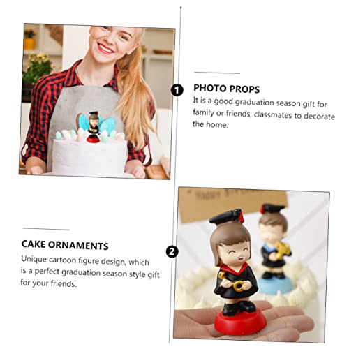 Orfofe Boys And Girls Ornaments Cupcake Topper Cupcake Ornament Cupcake Decorating Resin Doll Tabletop Decor 2022 Congrats Grad Centerpiece Graduation Party Bag Filler Cake Decor Cartoon #TOP5