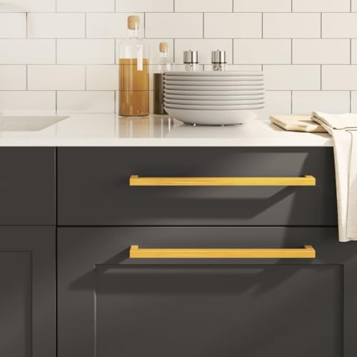 Frdhee Tiradores modernos para armarios de cocina, tiradores de barra, 10 unidades, color dorado, 320 mm, acero inoxidable, para puerta de armario de cocina, dormitorio, cajón, cuarto de baño