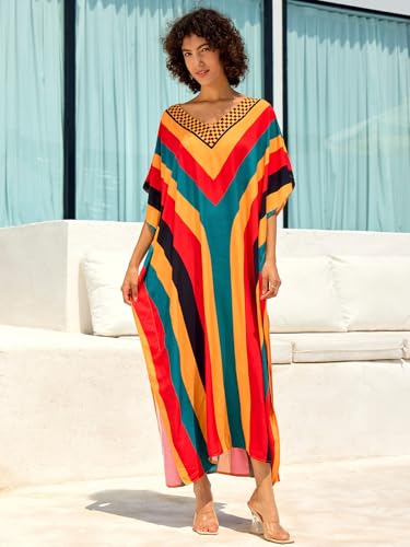 Image of NFVNKJ Women's Plus Size Beach Lounge Kaftan Maxi Dress Swimsuit Coverup for Women