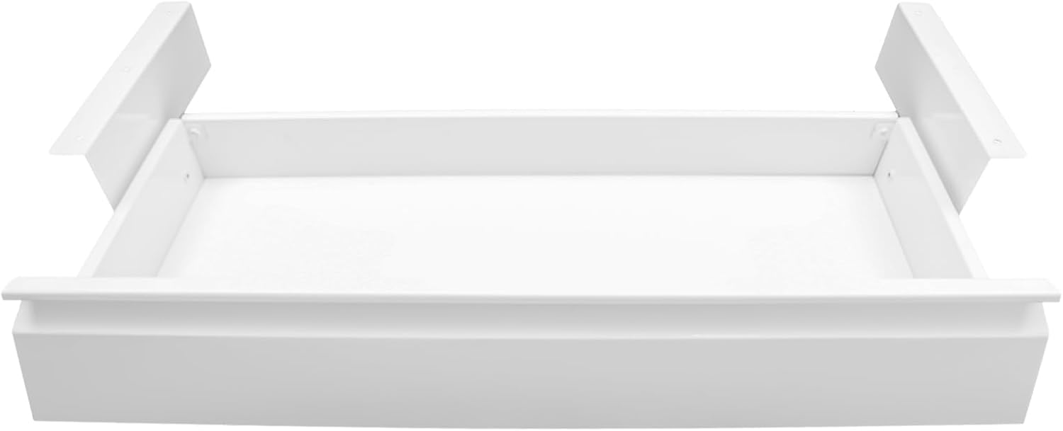 Under Desk Mounted Sliding Pull-Out Drawer, Storage Organizer Shelf (White, 22")