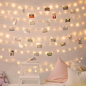 GloBrite 100 LED Photo Clip String Lights |10M Photo Peg Fairy Lights with 60 Clips | Battery Powered Aesthetic Room…
