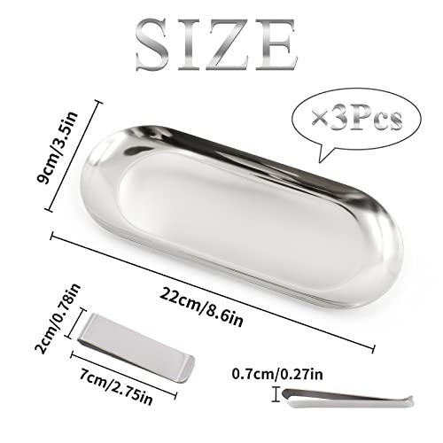 Image of 3 Pack Silver Check Holder Tip Trays with Clip, Check Presenters for Restaurants Receipt Holder Money Clip for Cash and Credit Cards, Stainless Steel Money Tip Clips Check Holder (8.7 x 3.5 Inch)