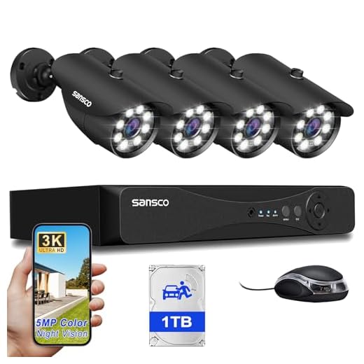 SANSCO 5MP 8 Channel DVR Outdoor CCTV Camera System with 1TB Hard Drive