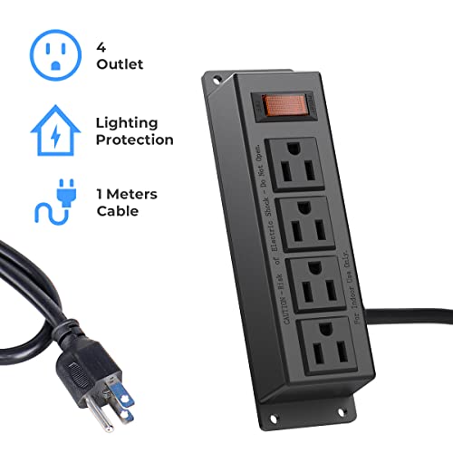 Iceelec CHAVMT-168 Wall Mount Power Outlet Strip, 4 Outlet Mountable Power Strip With Switch, 3Ft Cord Under Desk Power Strip For Office/Industrial/Home thumb #3