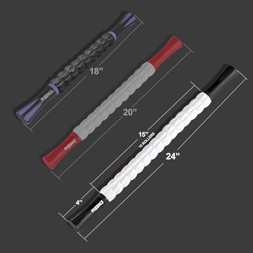Image of Muscle Roller Massage Roller Stick- Deep Tissue Fascia Blaster for Myofascial Pain Relief, Lymphatic Drainage & Body Sculpting, Handheld Physical Therapy & Recovery Tool (Black White-24 inch)
