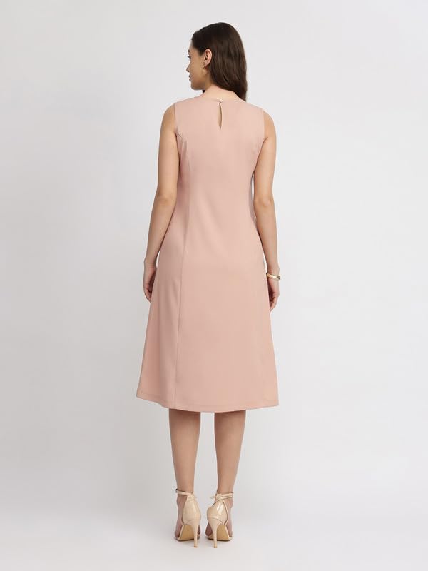 Image of FableStreet Women's Casual Polyester Stylised Neck A Line Midi Dress