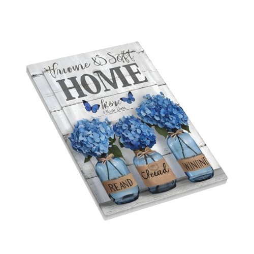 Decorative Light Switch Cover Plate Blue Flower Bottles Wood Plank 1 Gang No Device Single Blank Outlet Covers Wall Plate Cover Switchplate Electrical Faceplate