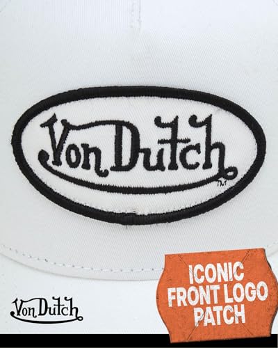 Image of Von Dutch Unisex Trucker Hat - Retro Classic Solid Color Mesh Back Snapback Baseball Cap for Men & Women.