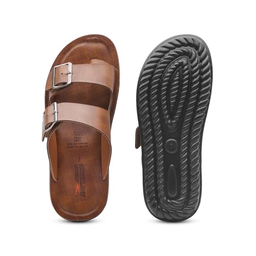 Image of ASIAN 2808 Cushion Men's Slippers | Dual Buckle Adjustable Upper, Soft Cushioning Tech, Comfortable Slippers with Anti-Slip Outsole