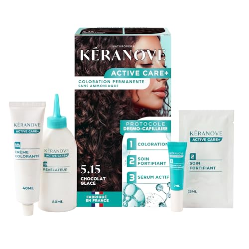 KERANOVE - Coloration Permanente Dermo-Capillaire Sans Ammoniaque - Odeur douce - Kératine végétale et Prébiotiques - 5.15 Chocolat Glacé
