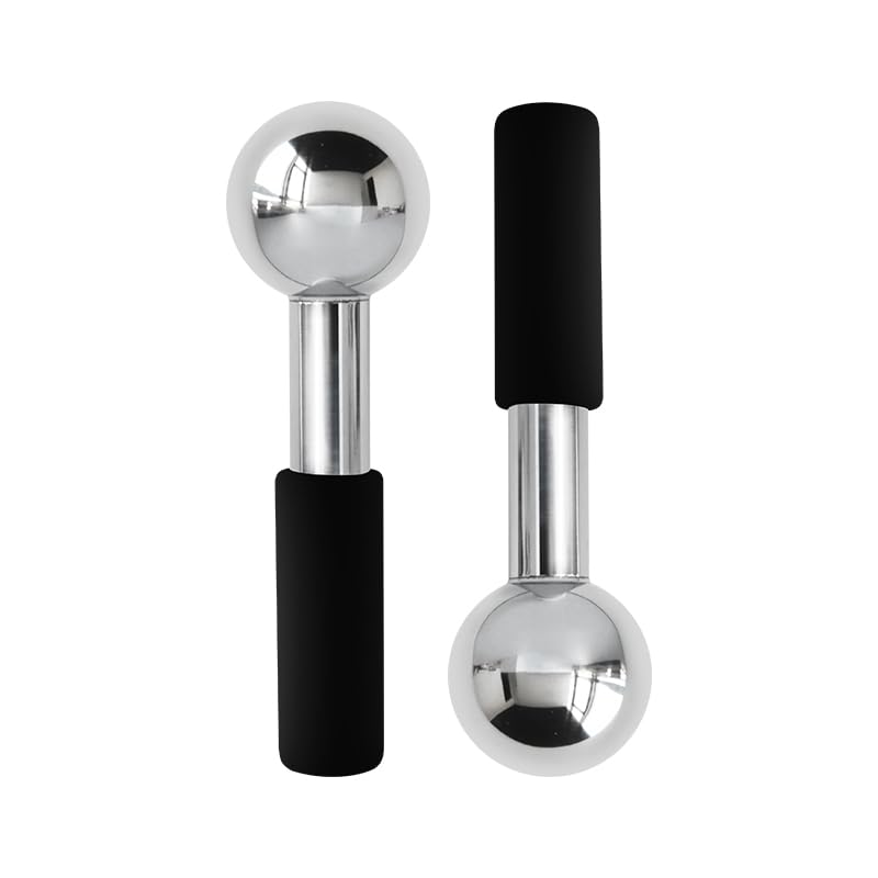 Betyura Ice Globes for Face & Eyes – Unbreakable Stainless Steel Cooling Cryo Sticks, Hot & Cold Facial Roller for Puffiness, Dark Circles & Daily Skincare（Black）