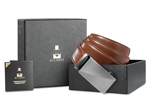 Image of MILORDE Men's Leather Ratchet Belt - 35mm - Customizable Fit