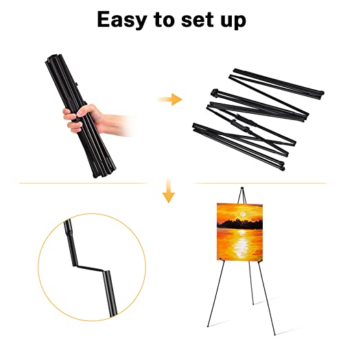 Easel Stand For Display, Magicfly 2 Pack 63 Inch Portable Easel For Wedding Sign, Poster, White Boards, Collapsible Painting Art Easel For Floor, Telescoping Metal Easel Tripod, Black #TOP4
