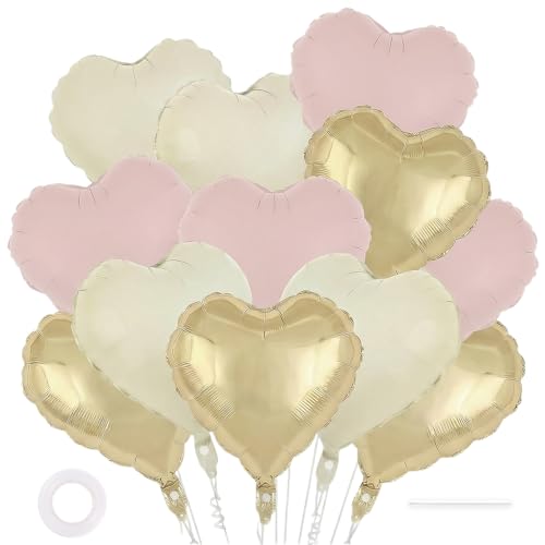 Image of 12 Pcs Colorful Heart Balloons,18 Inch Heart Foil Balloons Love Balloon Valentine Balloon for Birthday Party Wedding Engagement Party Baby Shower Valentine Day Decorations
