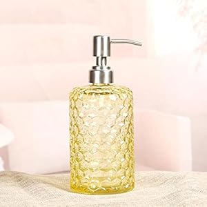 YYW Glazen zeepfles, 500 ml glazen zeep- en lotiondispenser met pomp, badkameraccessoire, badkameropslag voor thuis en…