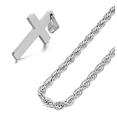 24inches silver chain + cross
