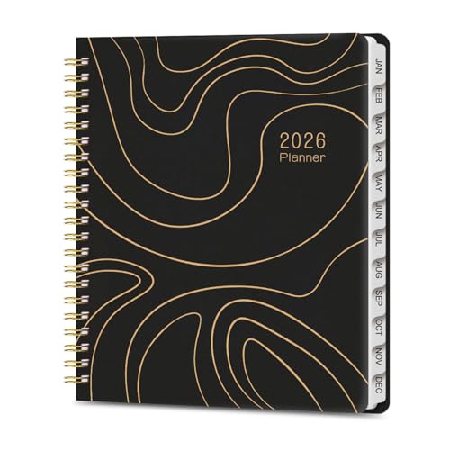 2026年 プランナー - 2026年 ウィークリー&マンスリープランナー、A4(8.8インチ x 11.5インチ)、2026年1月~2026年12月、PPマットカバー デイリーカレンダープランナー、月間タブ付き、大学オーガナイザーノート-ダブルコイルバイ