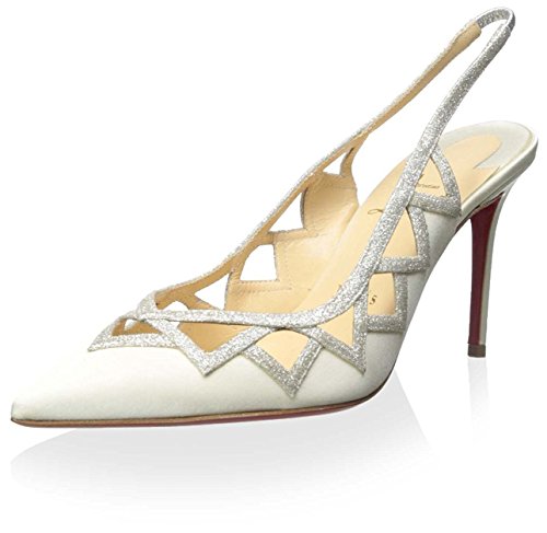 Christian louboutin women's stellare crepe satin glitter mini pum…