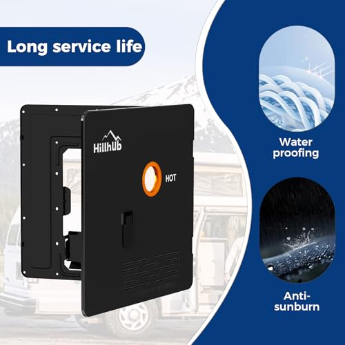 Image of Hillhub 18 x 18 Inches RV Water Heater Black Door (ONLY DOOR). Door Kit for Hillhub RV Water Heaters, Electrolytic Plate, Electrostatic Powder Coating Technique