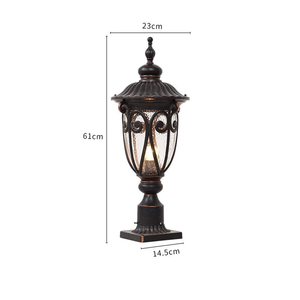 Palo Luce Luci da Esterno in Alluminio, Lampada Palo in Vetro Impermeabile, Giardino, Colonna, Recinzione Stradale Esterno Giardino(23 * 61cm)